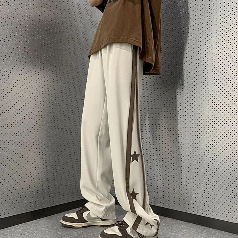 Y2K Star Sweatpants Men Black Sports Pants Wide Leg Trousers Male Japanese Streetwear Hip Hop Graphic Loose Casual 240717