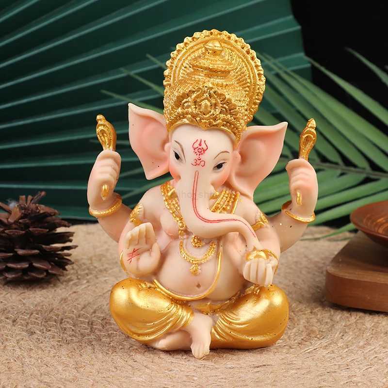 Gold Lord Ganesha Buddha Statue Elephant God Sculptures Ganesh FigurinesB240710B240707