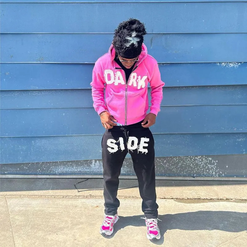 Y2K American Letter Printed Jacket High Streetwear Fashion Oversized Hoodie Men Retro Punk Casual Pullover Sweatshirt Top 240708