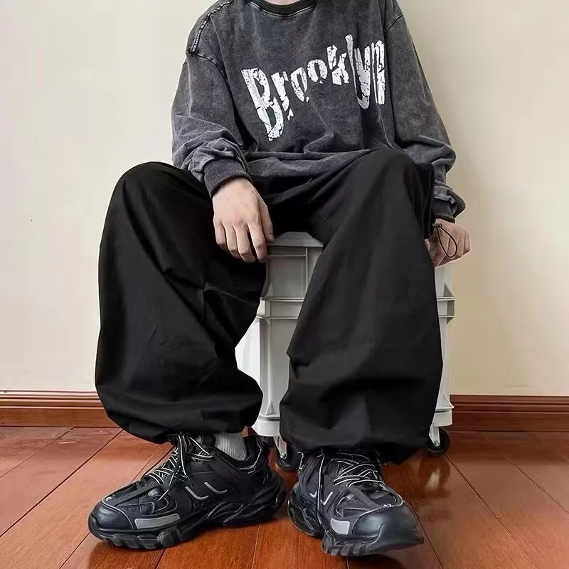 Y2K Cargo Pants Streetwear Men Women Casual Solid Pockets Baggy Wide Leg Trousers Harajuku Hippie Joggers Sweatpants Pantalones 240717