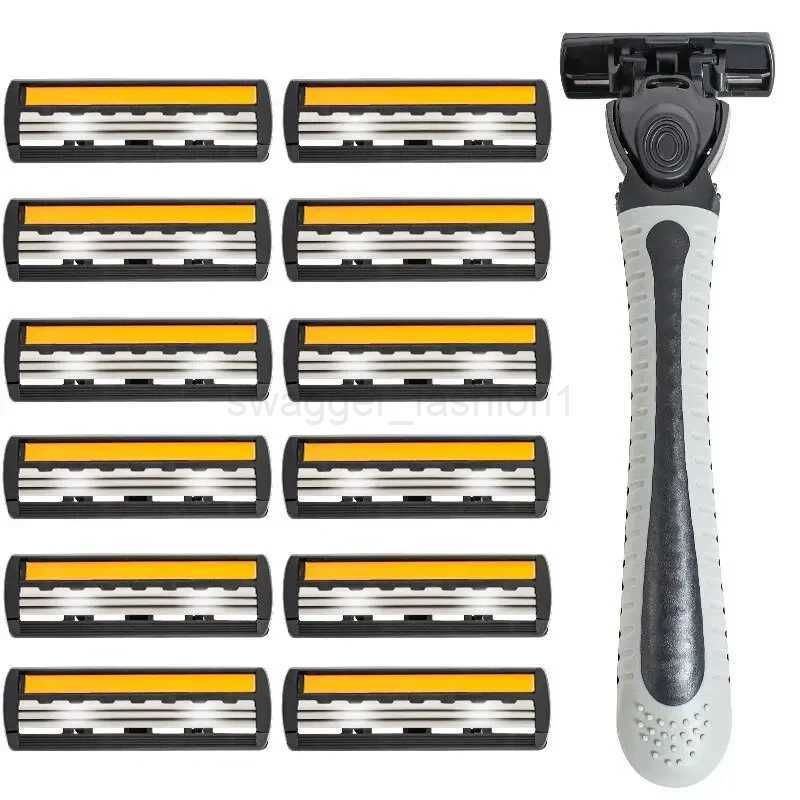 19-Blade Men Shaver Manual Razor Body Hair Cutting Beard Shaving Bikini Trimmer Three Layer Barber Shaver Multi Head ChangeableB240709