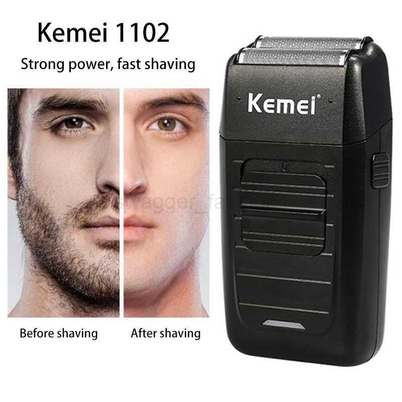 Kemei Rechargeable Cordless Shaver for Men Twin Blade Reciprocating Beard Razor Face Care Multifunction Strong Trimmer KM-1102B240709
