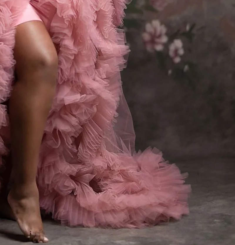 Pink Prom Dress Maternity Gowns For Photoshoot Custom Made Boudoir Lingerie Bathrobe Nightwear Pregnancy Gowns