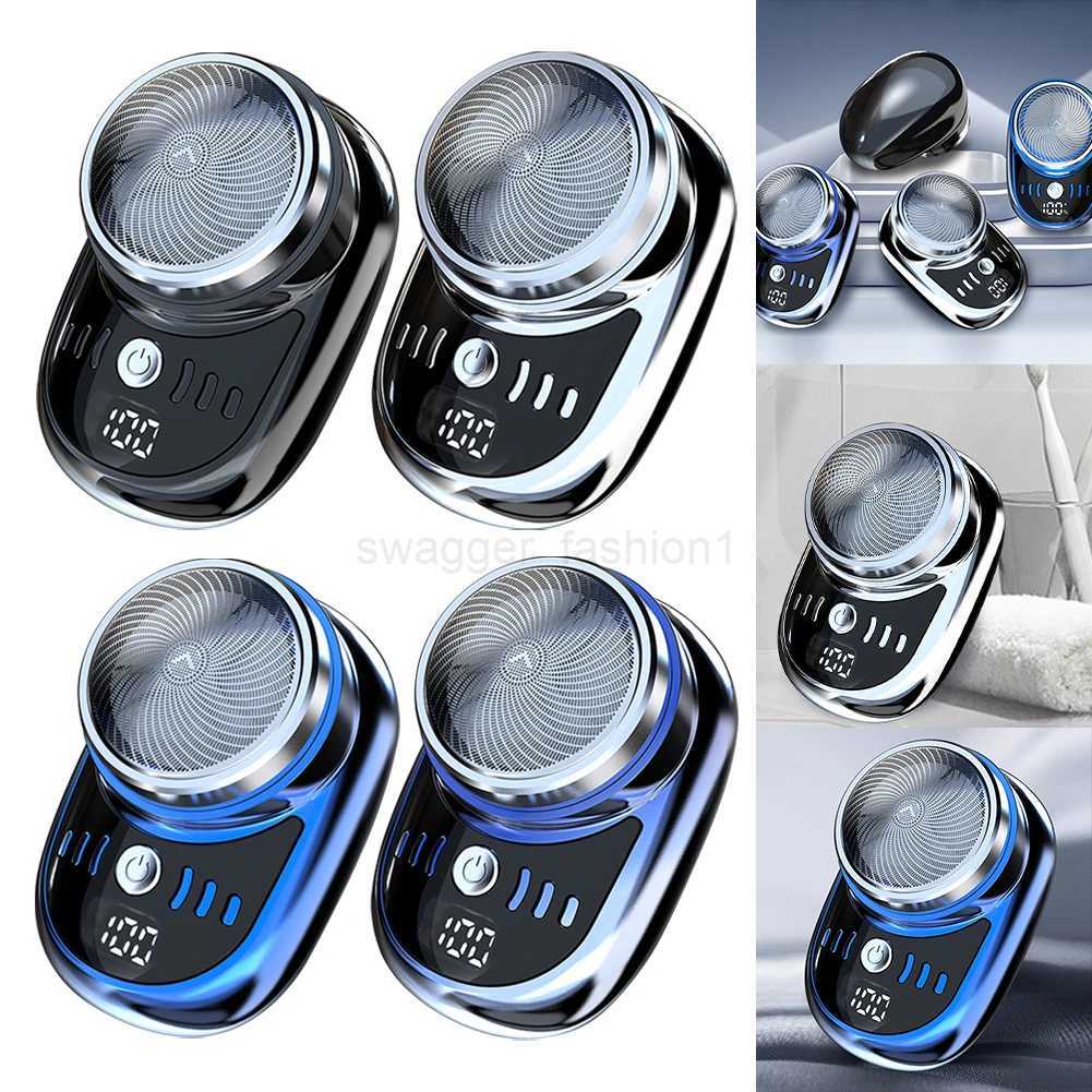 Men Mini Electric Travel Shaver with Digital Display Face Beard Trimmer Washable Rechargeable Shaver Pocket Size Portable ShaverB240709