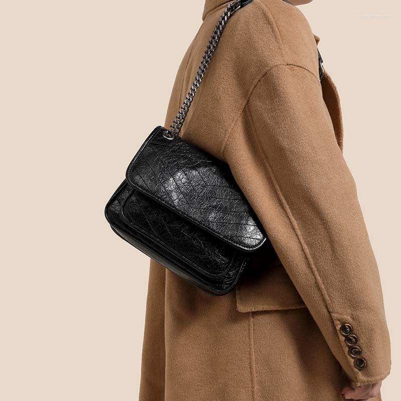 Bag Guangzhou Genuine Leather Simple Wandering 2024 High-end Retro Messenger Women's Crossbody With Chain For Women