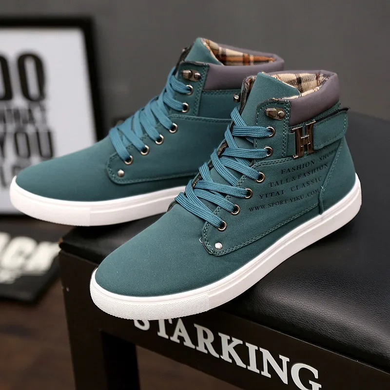 Mens Shoes Fashion Male Boots Mens Casual Sneaker High-Top Board Shoe Retro Lace Up Mens Shoes Zapatos Hombre 2024 Korean 240718