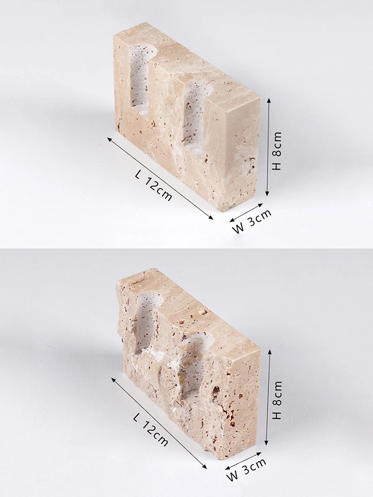 2 Holes Marble Candlestick Holder for Wedding Dinning Party Vintage Travertine Stone Taper Candle Table Centerpiece 240712