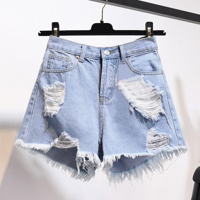 New Design Girls Casual Loose Wide Leg Hot Pants Show Slim High Waisted Summer Tassel Ripped Denim Super Jean Shorts For Women