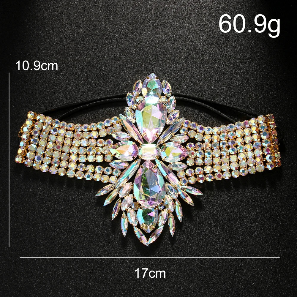 Stonefans Colorful Geometric Thigh Chain Elastic Belly Dance Women Party Exaggerate Crystal Leg Jewelry Garter Body Decoration 240709