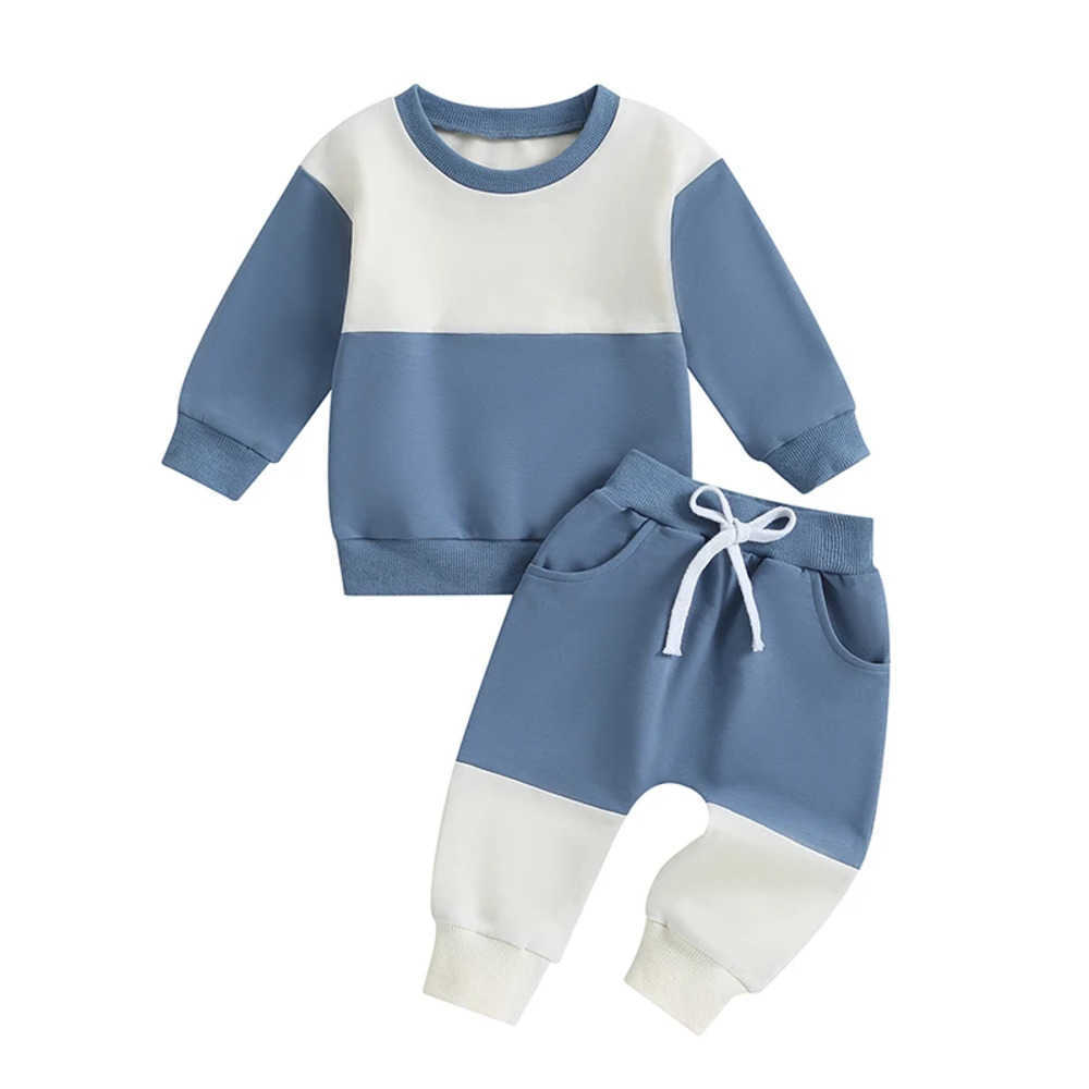 Clothing Sets Toddler Infant Boys Fall Outfits Contrast Color Tracksuit Sweatshirts and Elastic Waist Long Pants 2Pcs Baby Clothes Set BWZD