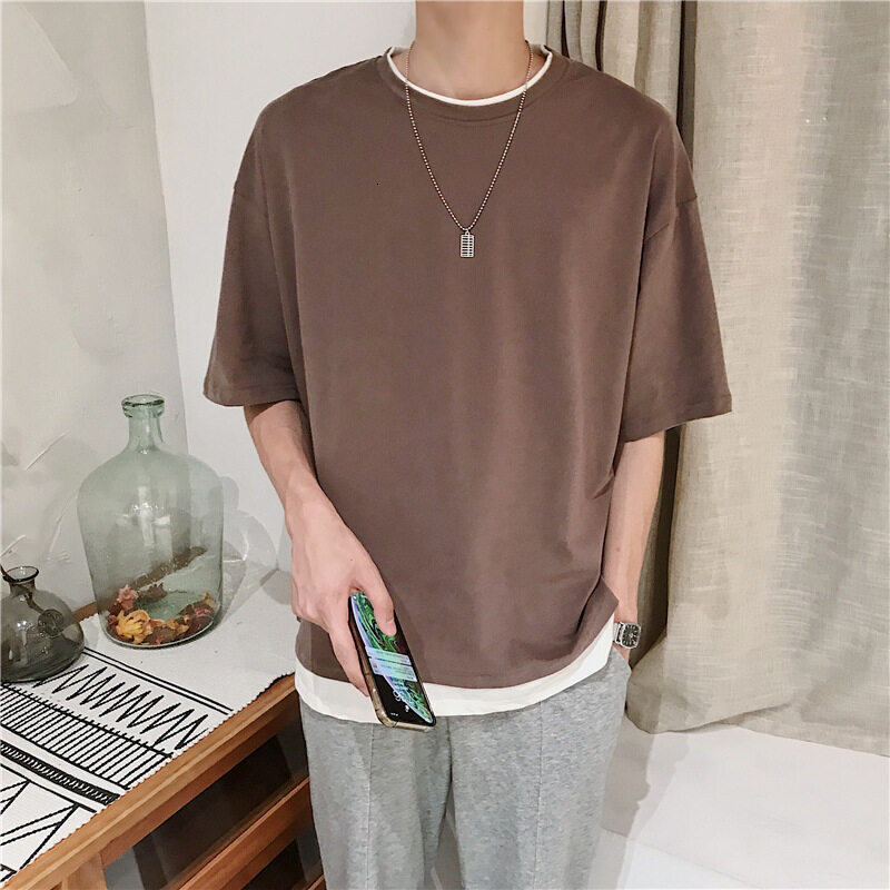 t shirt Men Oversize Korean Short Plus Size Half Sleeve t-shirts Plain Clothes Fashion Tops T-shirt bu man shirts