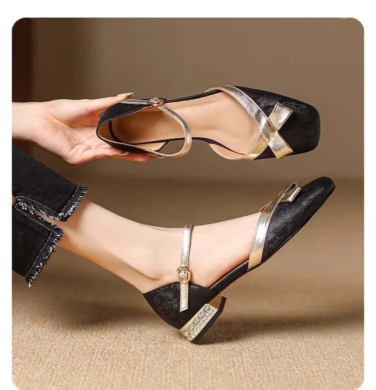 Shoes Ddmysports Women Summer New Design Commute Clunky Diamond Low Eel Black Free Shipping Outdoor