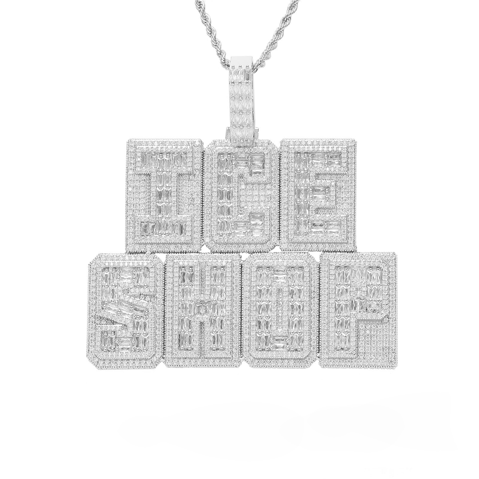 Custom A-Z 26 Letters Suqare Pendant Necklace 5A T Zircon 18k Gold Plated Jewelry