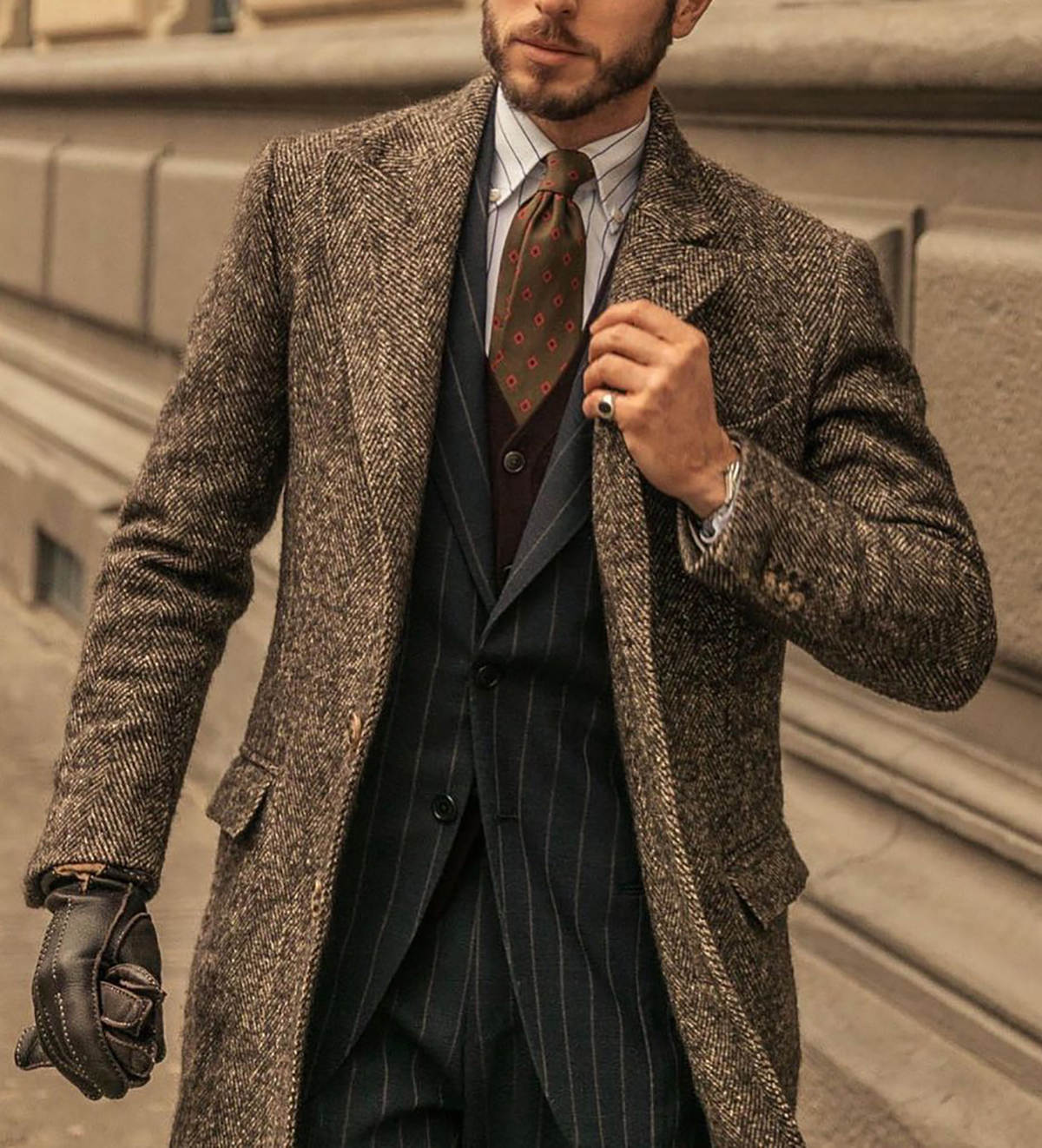 Casual Men Suits Thick Wool Custom Made Three-Button Tuxedos Peaked Lapel Blazer Back Vent Business High Quality Popular Cheap Price Long Coat C517