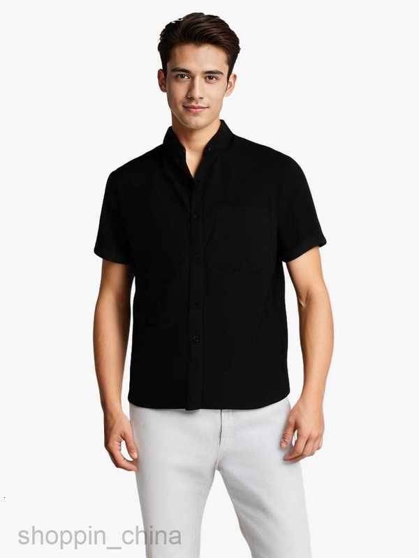 Mens Casual Shirts Summer New Men's Short sleeved Solid Cotton Linen Men's Shirt tops
