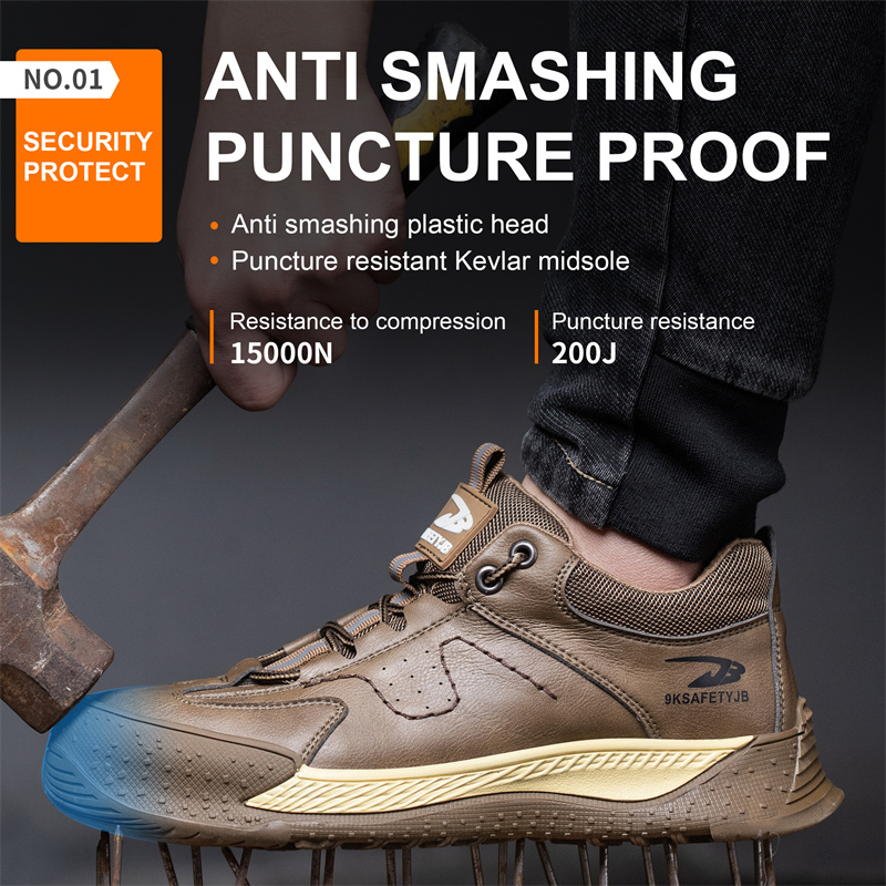 Insulation 6Kv Male Composite Toe Work Sneakers Indestructible Anti-Smash Anti-Puncture Leather Safety Shoes