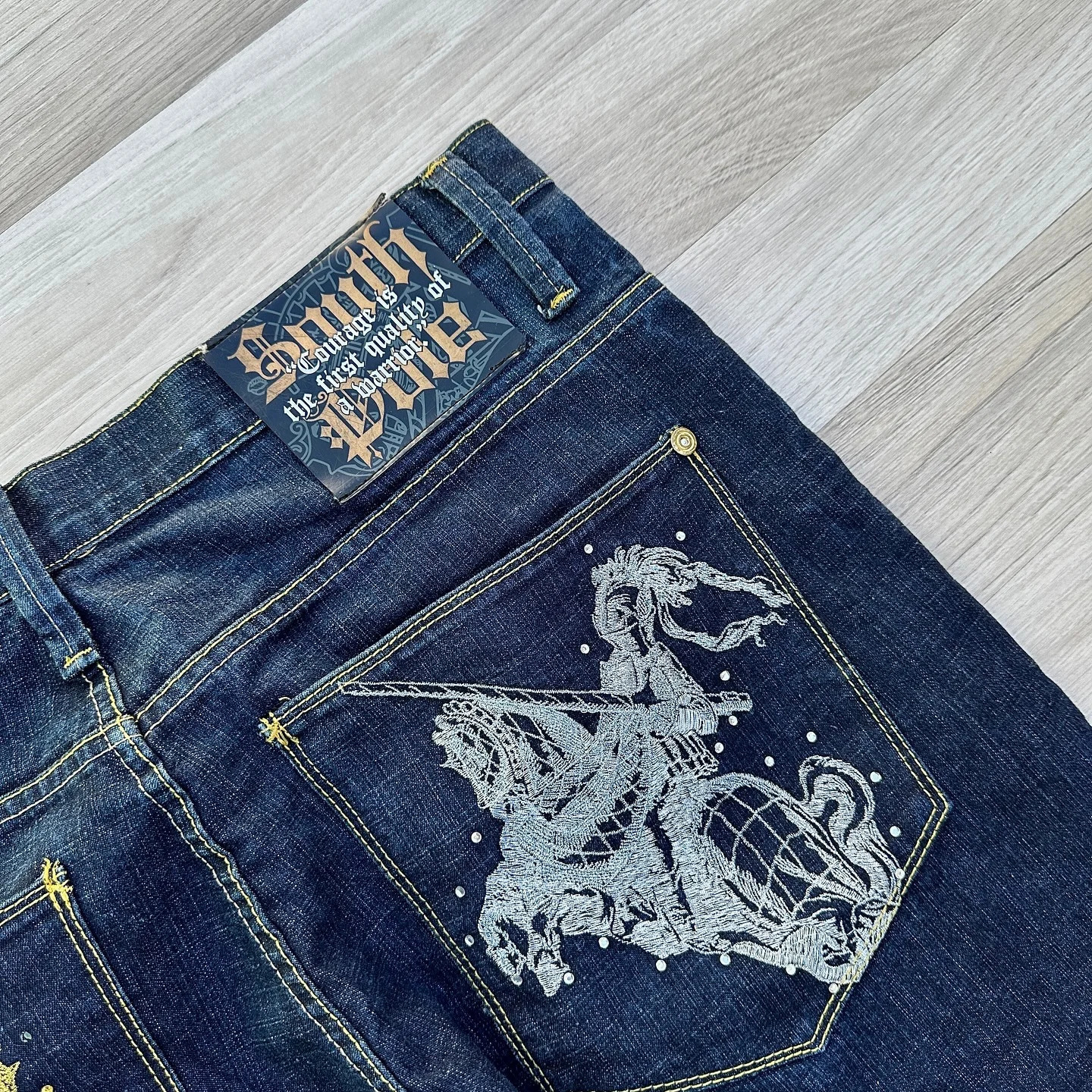 American Fashion Pattern Embroidery Straight Jeans Women Y2K Harajuku Casual Loose Joker Wide-leg Pants Couple Punk Jeans 240717