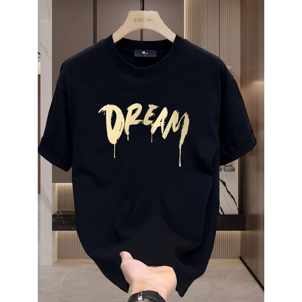 Korea COD, DREAM, 2024 fashion trend, 100% pure cotton new short sleeved printed letter T-shirts, Kuala Lumpur local store, free shipping, COD