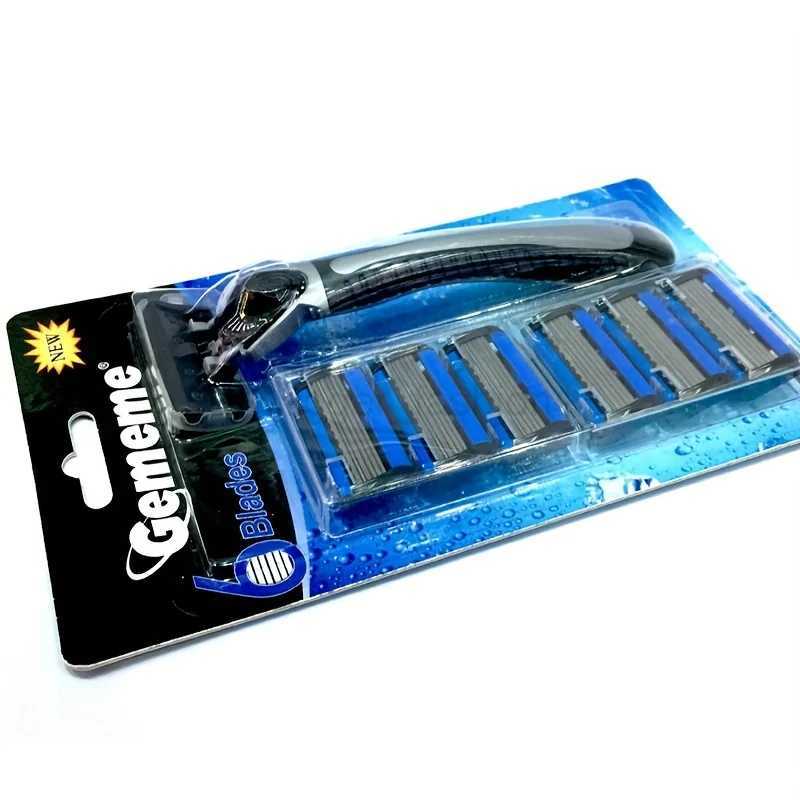 6-layer manual shaver. Mens shaver can be washed with water with sharp razor bladesB240709