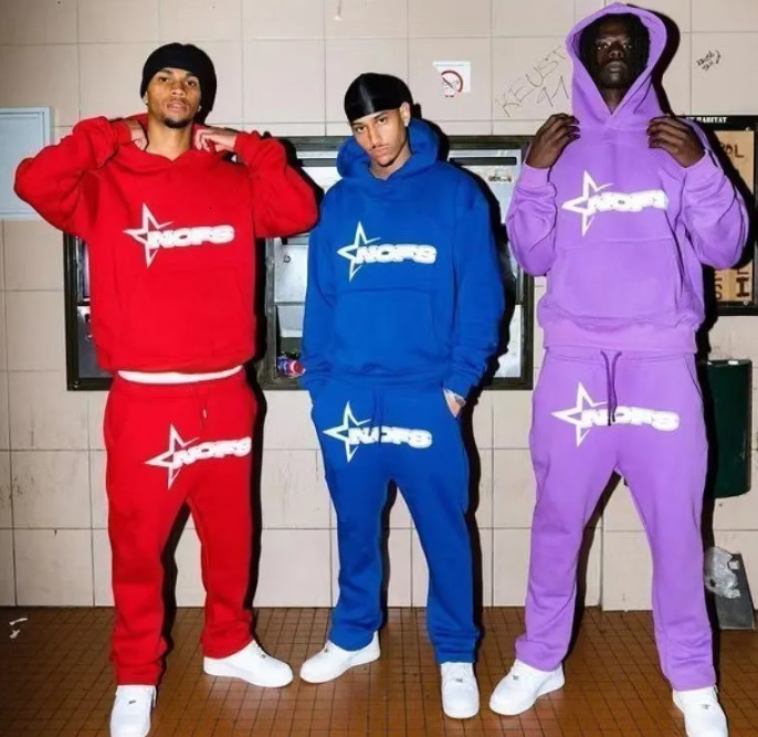 High Quality Fall Winter Fleece Warm Mens Clothing Tracksuit Hoodies SweatPants Two Piece Sets Suit Fashion Trend Sportswear 240202