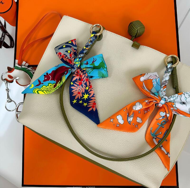Fashion Silk 20style Women's Long Handle Bag Scarf Paris Shoulder Backpack Lage Ribbon Headscarf