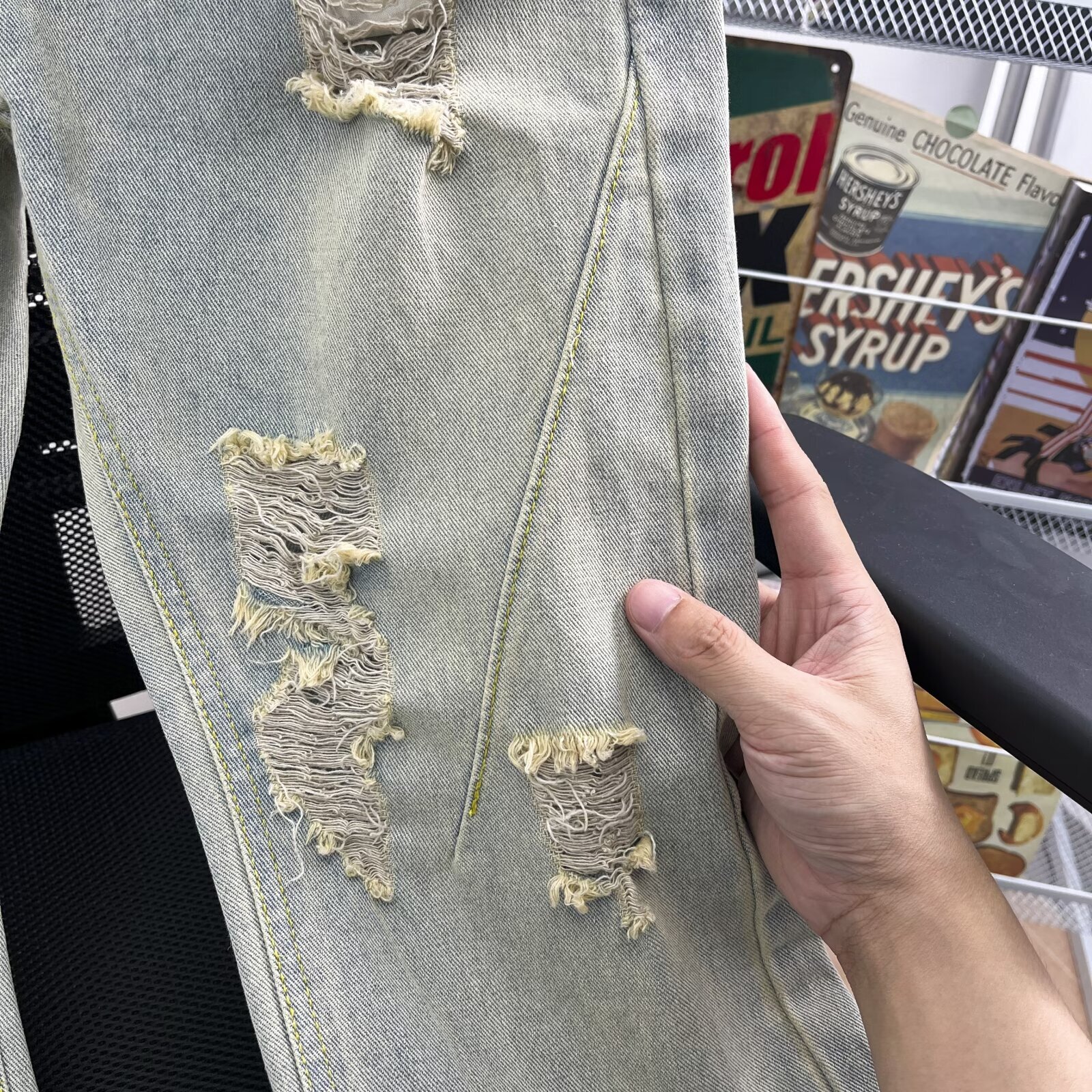 Denim for men, thin design, high-end drape, trendy brand, high street wide leg, loose fit, large size, straight leg casual pants