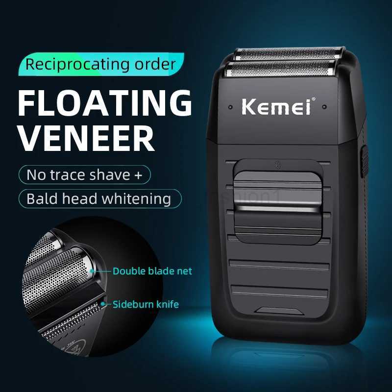 Kemei Rechargeable Cordless Shaver for Men Twin Blade Reciprocating Beard Razor Face Care Multifunction Strong Trimmer KM-1102Bn240709