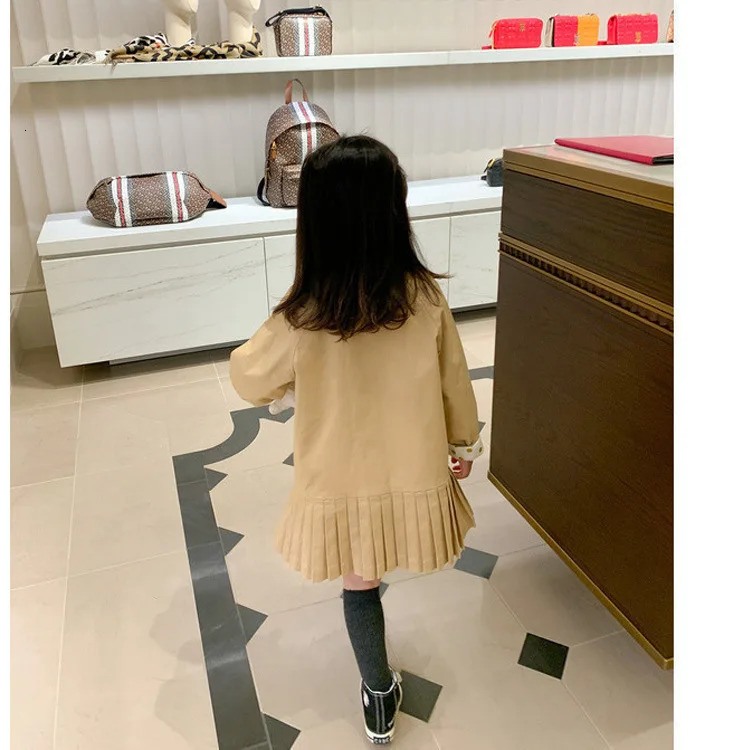 Girls Tench Coats Spring Autumn Children Cotton Fashion Windbreaker Jackets Teens Kids Double Breasted Clothes Outerwear 240711