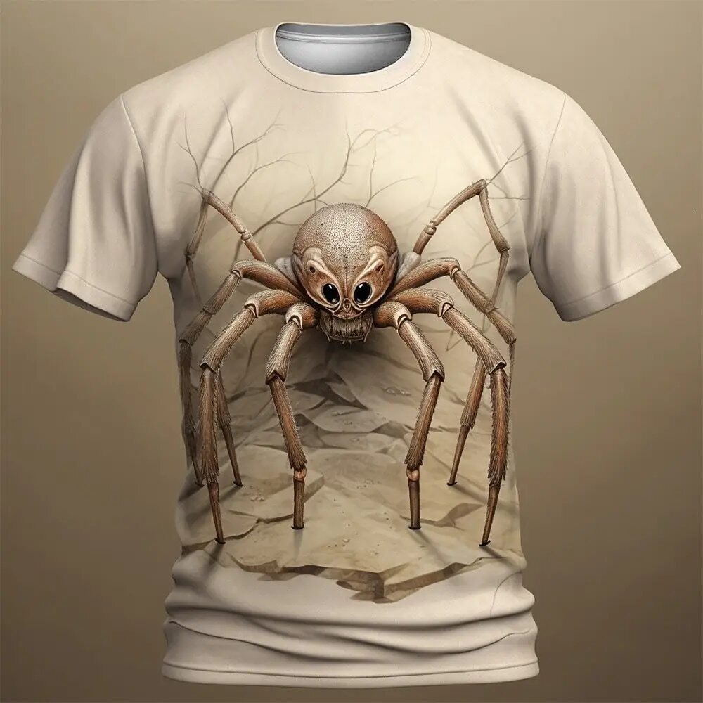Skull T-Shirts For Men 3d Spider Print Street Designer Men's Clothing Daily Casual Short Sleeves Tops Loose Oversized Sweatshirt