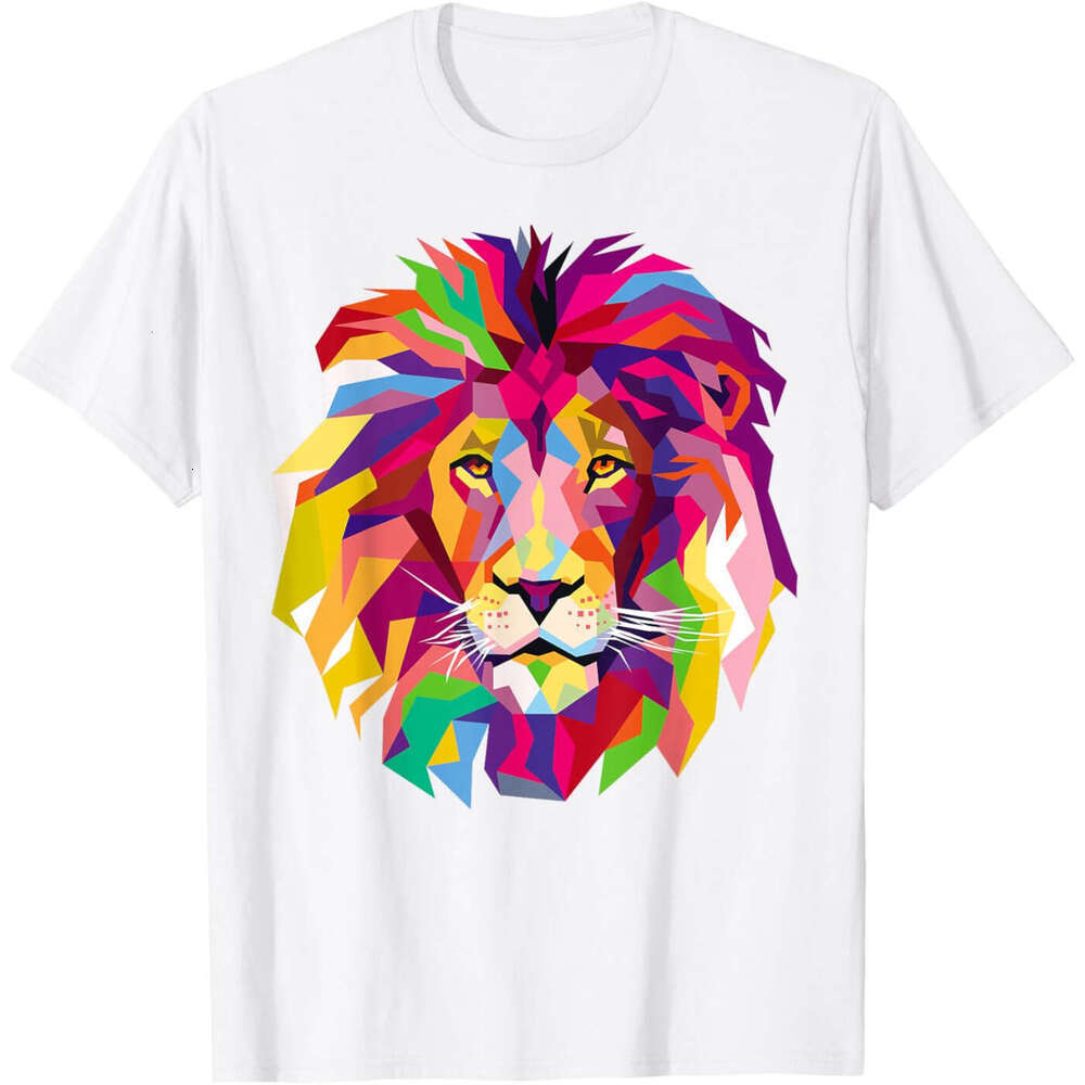 Men T Shirt Tee Tshirt Graphic Elegant Cool Lion Head Design with Bright Colorful T-Shirt Tops Fashion Clothes Free shipping