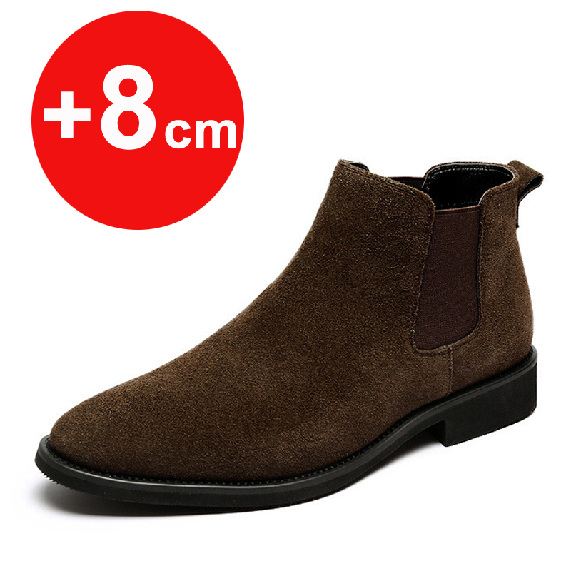 2024 Elevator 6Cm 8Cm Invisible Inner Increase Man Height Increasing Shoes Suede Leather Men Boots