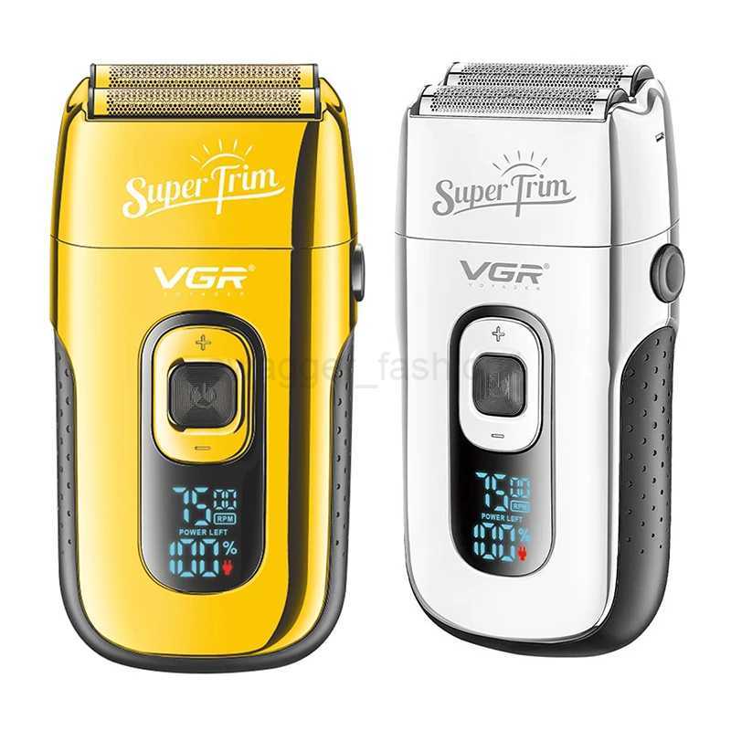 VGR Rechargeable 3-Speed Beard Hair Electric Shaver For Men Bald Head Shaving Machine Barber Electric Razor With Extra MeshB240709