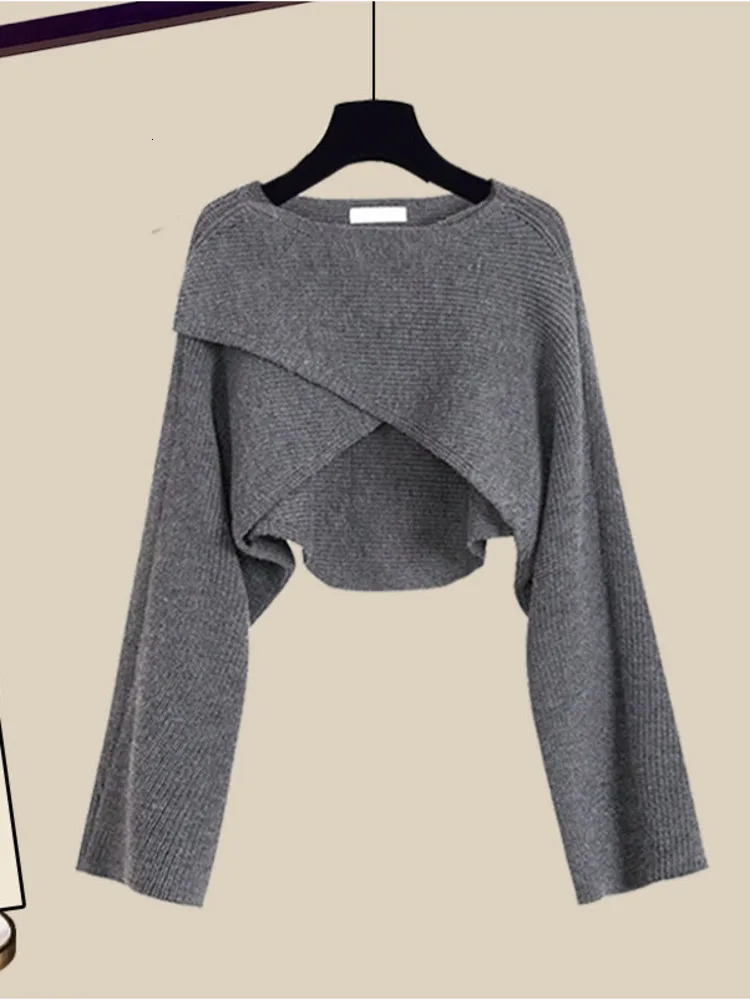 Fall Winter 3 Piece Sets Womens Outfit Office Ladies Elegant Irregular Knitted Sweater Shirt Wide Leg Pants Set Women Clothing 240715