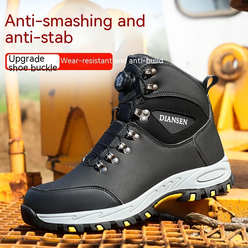 Rotary Buckle Boots Steel Toe Men Hight Safety Brand Indestructible Puncture-Proof Work Shoes