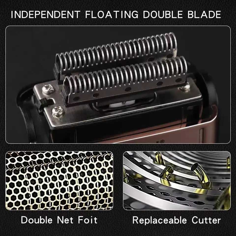 Kemei KM-2024 Electric Shaver Professional USB Rechargeable Mens Electric Shaver Leather Shell Waterproof Beard Trimmer ShaverB240709