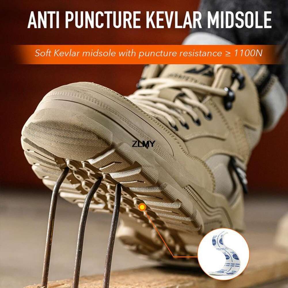 ZLMY Construction Men High Top Steel Toe Safety Puncture Proof Welder Shoes Rubber Work Boots Anti-Spark