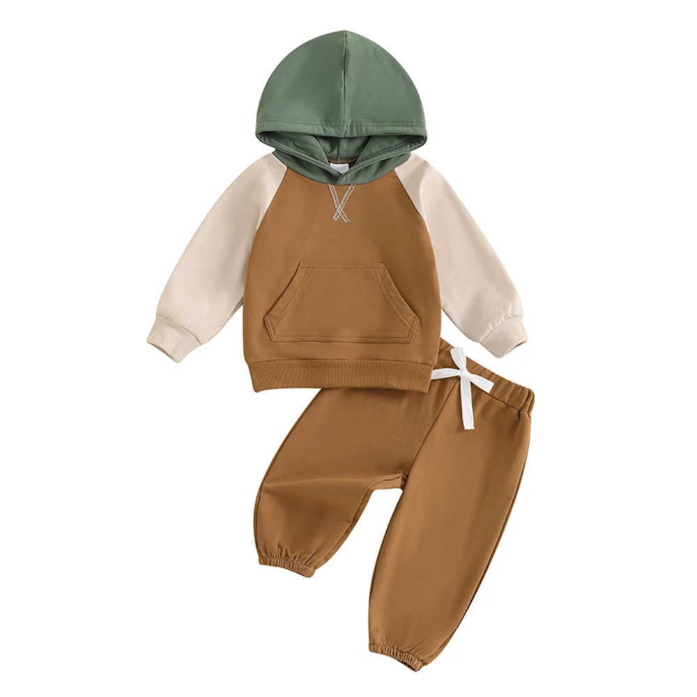 Clothing Sets Baby Boy Fall Tracksuit Outfits Classic Long Sleeve Contrast Color Hoodie Sweatshirts + Pants Set Toddler Winter Clothes NUE9