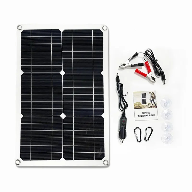 500W 12V Portable Solar Panel 18V Waterproof USB Port Power 5V Battery Charger Outdoor Camping Phone Bank 240711