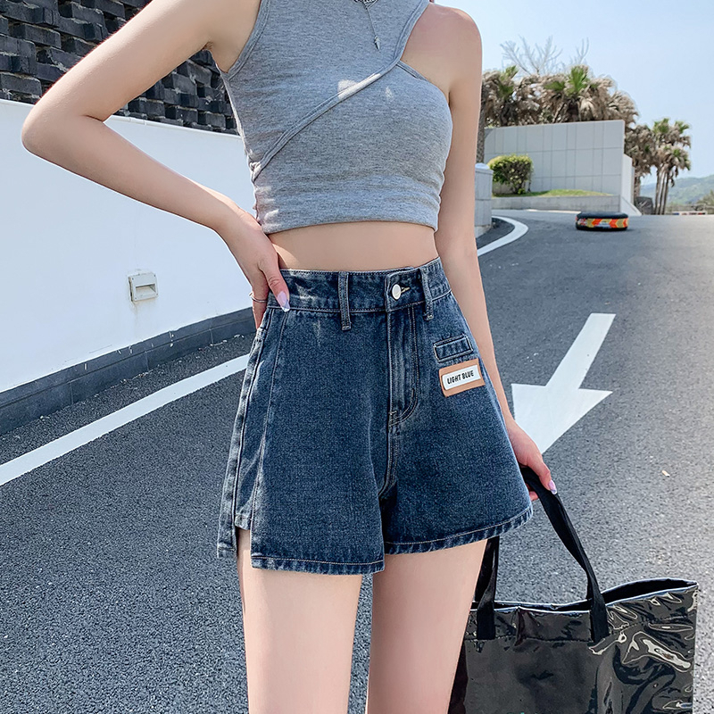 High waisted jeans, women's fringed split loose shorts, 2022 summer new item, pure cotton wide leg pants, sweet and cool style, slimming off