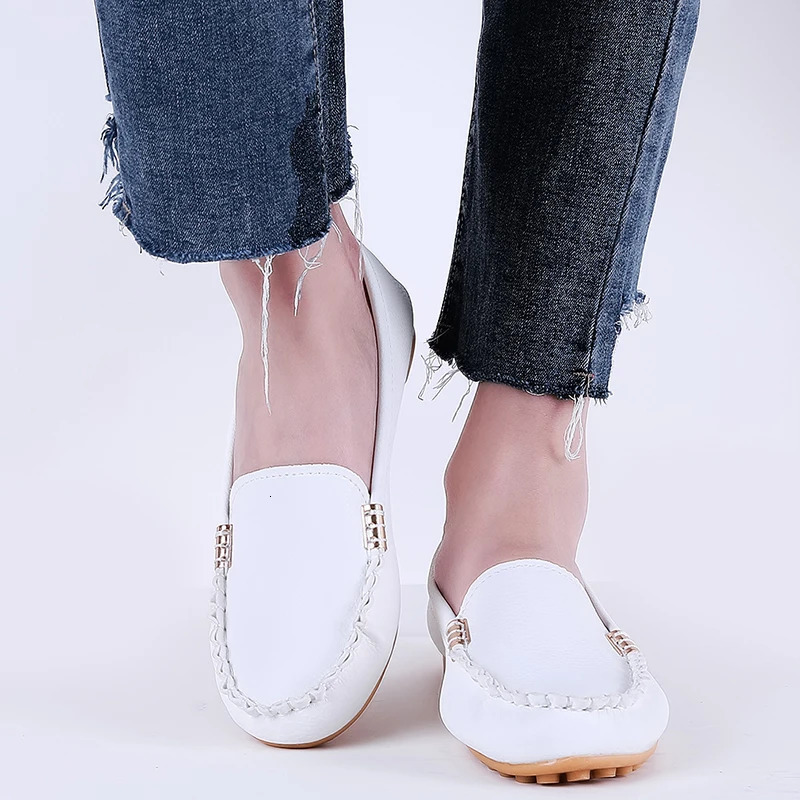 Womens Casual Flat Shoes Spring and Autumn Flat Loafers Womens Shoes Fashion Non-slip Soft Round-toe Denim Flat Shoes 240708