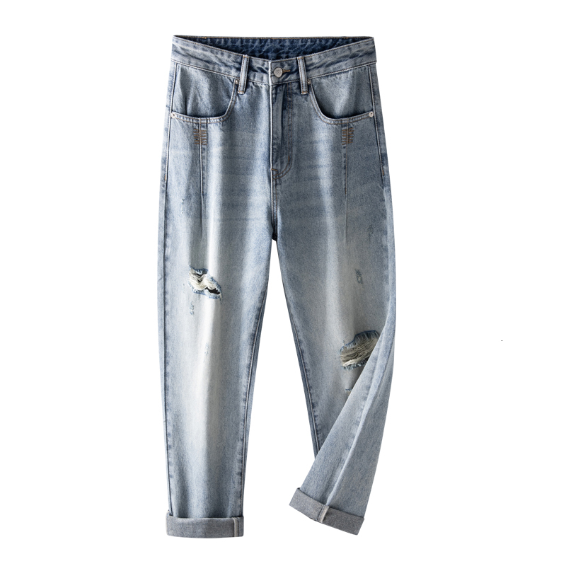 2024 New Brand Jeans for Men, Loose Large Size, Trendy Piercing, Men's Versatile Pants