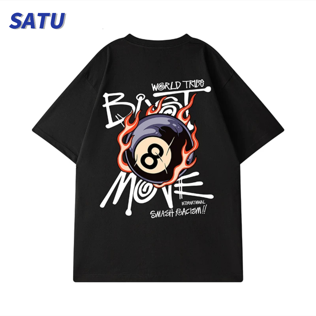 Korea READY BLOCK SATU Korean Japanese Hip Hop Premium 200GSM Casual Graffiti T-shirt Couple Shirt Men's and Women's COD