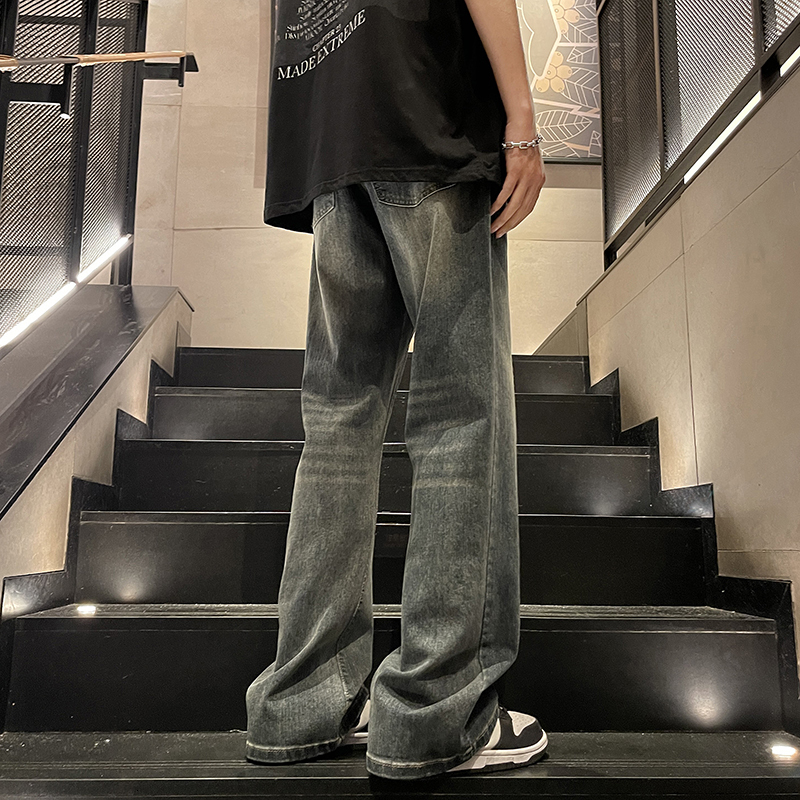 Summer New High Street Micro La Jean Men's Button Style Trendy Versatile Elastic Pants