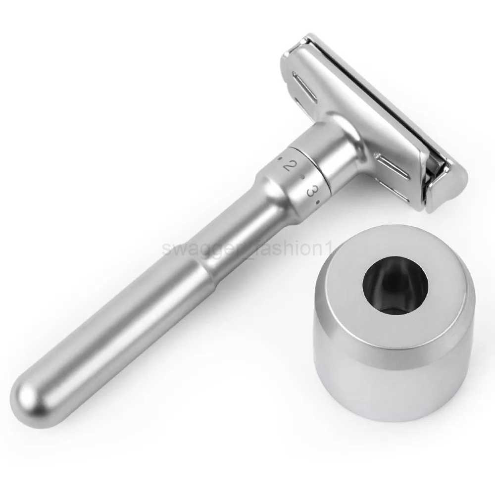 New Adjustable Safety Razor Mens Folding Shaving Double Edge Classic Safety With 5 PCS Titanium Coated Blades Shaver Razor BladeB240709
