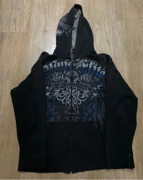 Man Hoodie American Retro Gothic Print Pullover Sweaters Men Y2K Street Leisure Trend Joker Sweater akatsuki Fashion Loose 240712