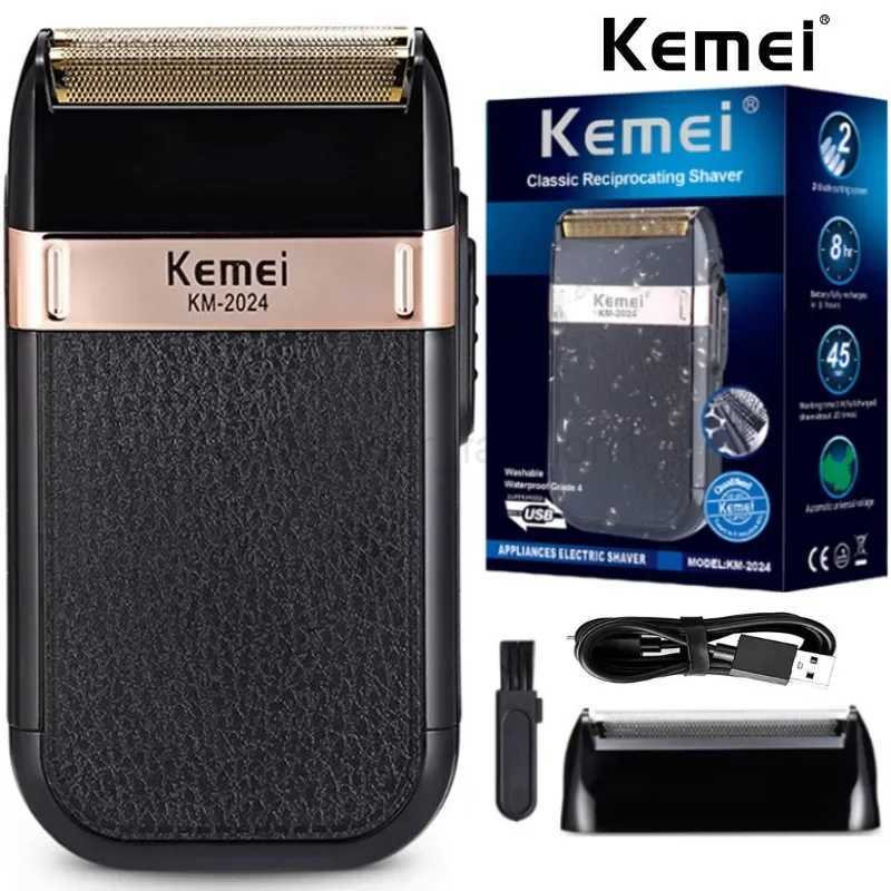 Kemei USB Charging Electric Shaver Additional Cutter Head Reciprocating Twin Blade Razor Shaver Beard Trimmer KM-2024B240709
