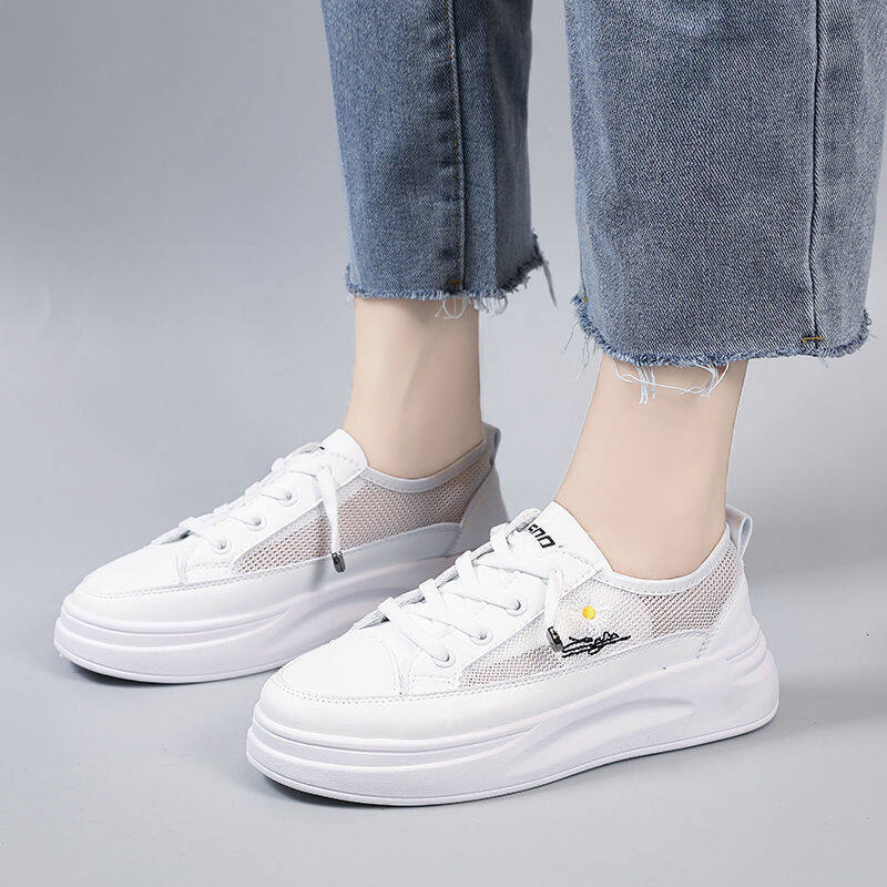 Little Daisy white shoe female spring summer joker breathable mesh surface thin shoes 2024 hot style sneakers new platform