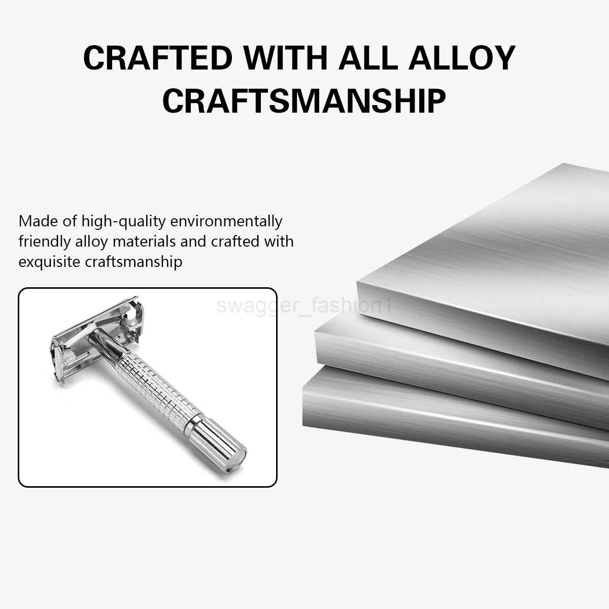 Barber Old Manual Razor Mens Facial Shavers Barbershop Styling Accessories Stainless Steel Double-Ended BladesB240709