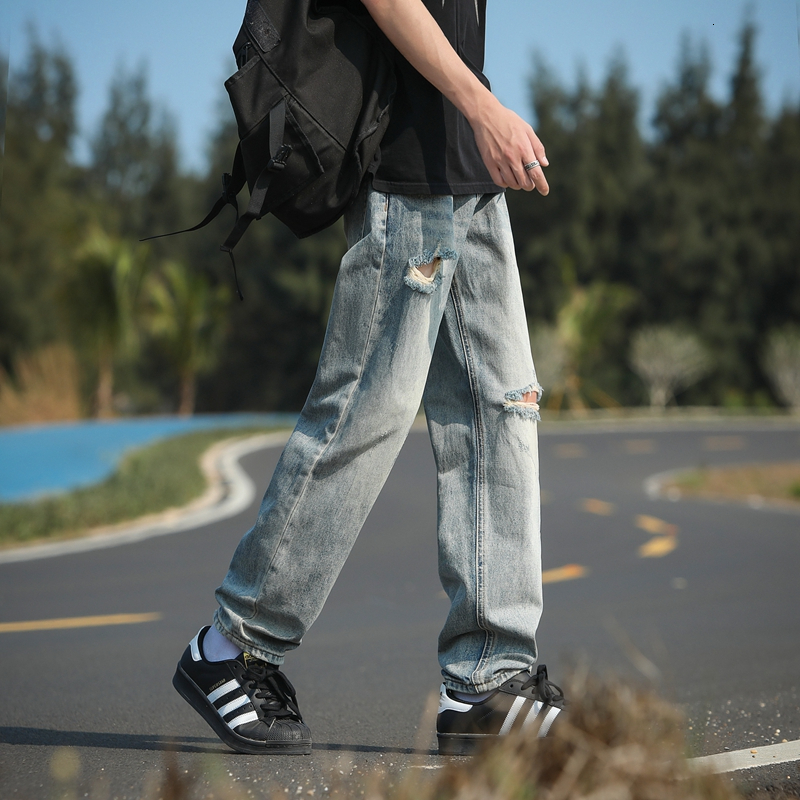 Jeans Thin Straight Loose Men's Ice Silk Wide Legs Summer Casual Long Pants