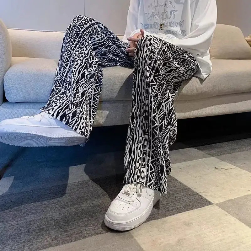 Vintage Sweatpants Male Y2k Wide leg Oversize Pants Men Casual Sport Ankle-length Straight Trousers Streetwear 240717